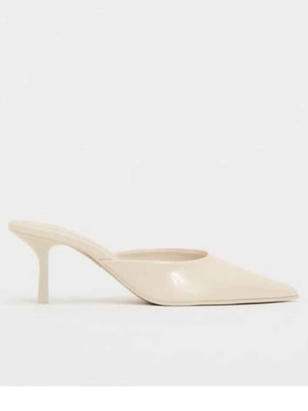 FAUX PATENT LEATHER HEELED MULES